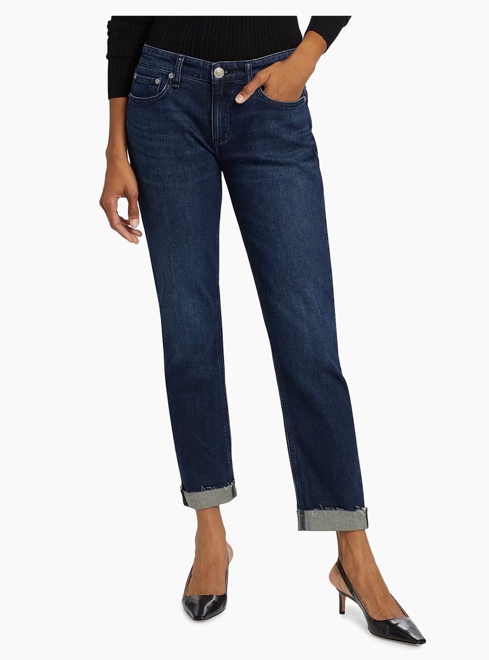 Rag & Bone Dre Low-Rise Slim Bianca Blue Denim Boyfriend Jeans Size 27